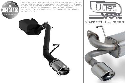 Ulter Sport, Einddemper, Geheel RVS, Enkel Ovaal 95x65mm, Ford, FOCUS II, 1.4 16V 59kW, 1.6 16V 74/85kW, 1.8 16V 92kW, 2.0 16V 107kW, 1.8 TDCi 85 kW, 2005-, SEDAN, Pasklaar, Past op originele middendemper/katalysator