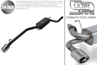 Ulter Sport, Einddemper, Geheel RVS, Enkel Rond 100mm, Ford, FOCUS II, 1.4 16V 59kW, 1.6 16V 74/85kW, 1.8 16V 92kW, 2.0 16V 107kW, 1.8 TDCi 85 kW, 2005-, SEDAN, Pasklaar, Past op originele middendemper/katalysator