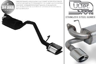 Ulter Sport, Einddemper, Geheel RVS, Enkel plat ovaal 145x75mm, Ford, FOCUS II, 1.4 16V 59kW, 1.6 16V 74/85kW, 1.8 16V 92kW, 2.0 16V 107kW, 1.8 TDCi 85 kW, 2005-, SEDAN, Pasklaar, Past op originele middendemper/katalysator