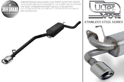 Ulter Sport, Einddemper, Geheel RVS, Enkel Ovaal 120x80mm, Ford, FOCUS II, 1.4 16V 59kW, 1.6 16V 74/85kW, 1.8 16V 92kW, 2.0 16V 107kW, 1.8 TDCi 85 kW, 2005-, SEDAN, Pasklaar, Past op originele middendemper/katalysator