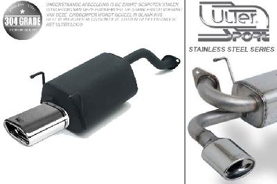 Ulter Sport, Einddemper, Geheel RVS, Enkel plat ovaal 145x75mm, Honda, CRX DEL SOL, 1.6 16V 92kW, 09/92-, Pasklaar, Past op originele middendemper/katalysator