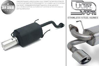 Ulter Sport, Einddemper, Geheel RVS, Enkel Rond 80mm, Honda, CIVIC VI, 1.4 16V 55/66kW, 1.5 VTEC-E 16V 66/85kW, 1.6 16V 83/93kW, 95-01   HATCHBACK   5-Doors, Pasklaar, Past op originele middendemper/katalysator