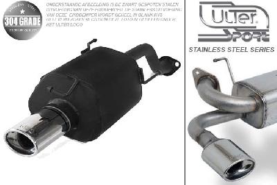 Ulter Sport, Einddemper, Geheel RVS, Enkel Ovaal 120x80mm, Honda, CIVIC VI, 1.4 16V 55/66kW, 1.5 VTEC-E 16V 66/85kW, 1.6 16V 83/93kW, 95-01   HATCHBACK   5-Doors, Pasklaar, Past op originele middendemper/katalysator