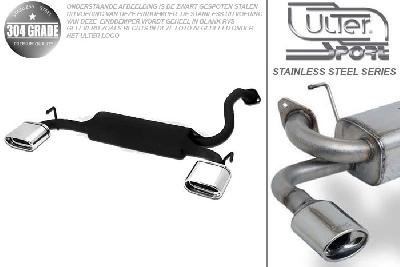 Ulter Sport, Einddemper L+R, Geheel RVS, Enkel plat ovaal 145x75mm, Mazda, MAZDA, 323. 323F, 1.8 16V 85kW, 2.0 V6 106kW, 04/94-04/98, Pasklaar, Past op originele middendemper/katalysator