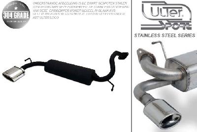 Ulter Sport, Einddemper, Geheel RVS, Enkel plat ovaal 145x75mm, Mazda, 323F, 323C, 323P, 1.5 16V 66kW, 06/94-98, Pasklaar, Past op originele middendemper/katalysator