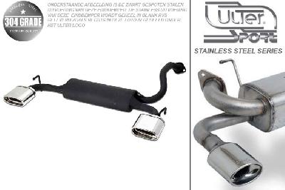 Ulter Sport, Einddemper L+R, Geheel RVS, Enkel plat ovaal 145x75mm, Mazda, 323F, 323C, 323P, 1.5 16V 66kW, 06/94-98, Pasklaar, Past op originele middendemper/katalysator
