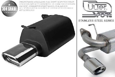 Ulter Sport, Einddemper, Geheel RVS, Enkel plat ovaal 145x75mm, Mazda, Mazda 6 WAGON, 1.8i 88kW. 2.0i 103kW, 2.0 CiTD 88/100kW, 2002-, Pasklaar, Past op originele middendemper/katalysator