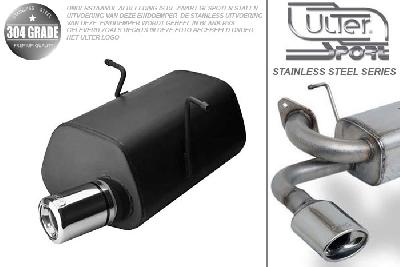 Ulter Sport, Einddemper, Geheel RVS, -Enkel Rond 80mm, Mini, ONE. COOPER, 1.4 70kW, 1.6 66/85/88kW, 00-, Pasklaar, Past op originele middendemper/katalysator