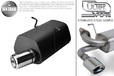 Ulter Sport, Einddemper, Geheel RVS, -Enkel Rond 100mm, Mini, ONE. COOPER, 1.4 70kW, 1.6 66/85/88kW, 00-, Pasklaar, Past op originele middendemper/katalysator