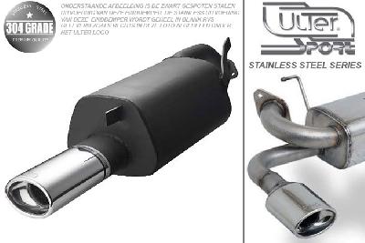 Ulter Sport, Einddemper, Geheel RVS, Enkel Ovaal 120x80mm, Mitsubishi, CARISMA, 1.6 66/74kW, 1.8 16V 85kW, 1.8 GDI 90/92kW, 1.9 TD 66/75/85, 95-04, HATCHBACK. SEDAN, Pasklaar, Past op originele middendemper/katalysator