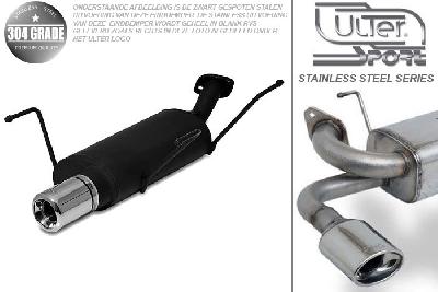 Ulter Sport, Einddemper, Geheel RVS, Enkel Rond 80mm, Nissan, ALMERA, 1.4 55/64kW, 1.6 66/73kW, 07/95-02/00   HATCHBACK, Pasklaar, Past op originele middendemper/katalysator