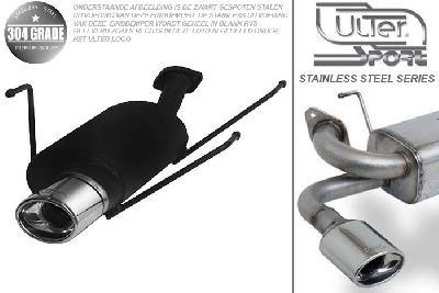 Ulter Sport, Einddemper, Geheel RVS, Enkel Ovaal 120x80mm, Nissan, ALMERA, 2.0 Diesel 55kW, 07/95-02/00, HATCHBACK, Pasklaar, Past op originele middendemper/katalysator
