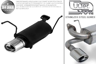 Ulter Sport, Einddemper, Geheel RVS, Enkel Ovaal 120x80mm, Nissan, ALMERA, 1.5i 16V 72kW, 1.8i 16V 82kW, 02/00-  HATCHBACK, Pasklaar, Past op originele middendemper/katalysator