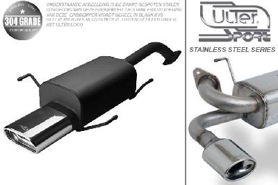 Ulter Sport, Einddemper, Geheel RVS, Enkel plat ovaal 145x75mm, Nissan, 100NX, 1.6  16V  66/70/75 kW, 10/90-96, Pasklaar, Past op originele middendemper/katalysator