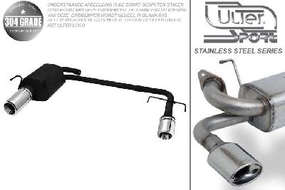 Ulter Sport, Einddemper L+R, Geheel RVS, Enkel Rond 100mm, Opel, VECTRA-C, 1.6 16V 74kW, 1.8 16V 81/90kW, 2.2 16V 108kW, 2.0 DTI 74kW, 2.2 DTI 86/92kW, 09/02- 05  SEDAN, Pasklaar, Past op originele middendemper/katalysator