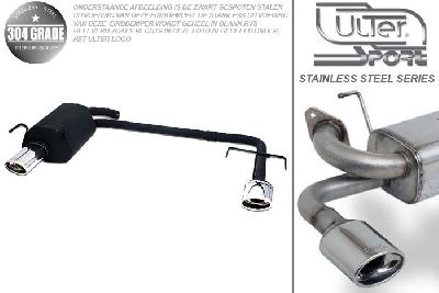 Ulter Sport, Einddemper L+R, Geheel RVS, Enkel Ovaal 120x80mm, Opel, VECTRA-C, 1.6 16V 74kW, 1.8 16V 90kW, 2.2 16V 108kW, 2.0 DTI 74kW, 2.2 DTI 86/92kW, 09/02- 05 HATCHBACK, Pasklaar, Past op originele middendemper/katalysator