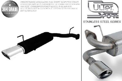 Ulter Sport, Einddemper, Geheel RVS, Enkel plat ovaal 145x75mm, Opel, VECTRA-B  (facelift), 1.6 16V 74kW, 1.8 16V 92kW, 2.0 16V 108kW, 09/99-09/2002, COMBI, Pasklaar, Past op originele middendemper/katalysator