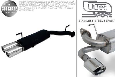 Ulter Sport, Einddemper, Geheel RVS, Dubbel Rechthoek 80x65mm, Opel, VECTRA-B  (facelift), 1.6 16V 74kW, 1.8 16V 92kW, 2.0 16V 108kW, 09/99-09/2002, COMBI, Pasklaar, Past op originele middendemper/katalysator