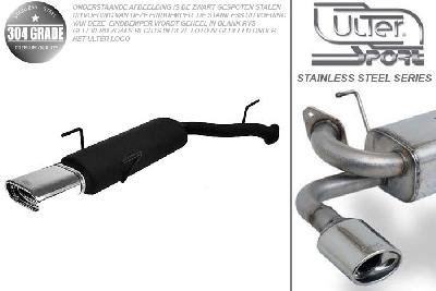 Ulter Sport, Einddemper, Geheel RVS, Enkel plat ovaal 145x75mm, Opel, VECTRA-B  (facelift), 1.6 16V 74kW, 1.8 16V 92kW, 2.0 16V 108kW, 09/99-09/2002, Hatchback.  Sedan, Pasklaar, Past op originele middendemper/katalysator