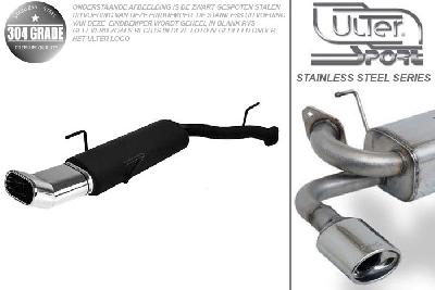 Ulter Sport, Einddemper, Geheel RVS, Enkel plat ovaal 145x75mmDTM, Opel, VECTRA-B  (facelift), 1.6 16V 74kW, 1.8 16V 92kW, 2.0 16V 108kW, 09/99-09/2002, Hatchback.  Sedan, Pasklaar, Past op originele middendemper/katalysator