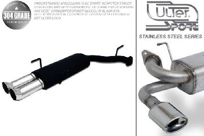 Ulter Sport, Einddemper, Geheel RVS, Dubbel Rond 80mm DTM, Opel, VECTRA-B  (facelift), 1.6 16V 74kW, 1.8 16V 92kW, 2.0 16V 108kW, 09/99-09/2002, Hatchback.  Sedan, Pasklaar, Past op originele middendemper/katalysator
