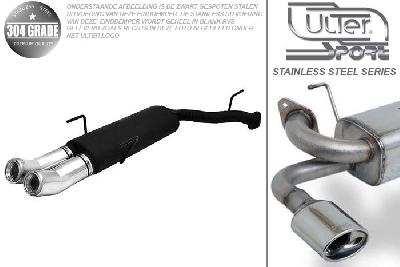 Ulter Sport, Einddemper, Geheel RVS, Dubbel Rond 80mm DTM, Opel, VECTRA-B, 1.6 16V 74kW, 1.8 16V 85kW, 2.0 16V 100kW, 09/95-09/99, COMBI, Pasklaar, Past op originele middendemper/katalysator