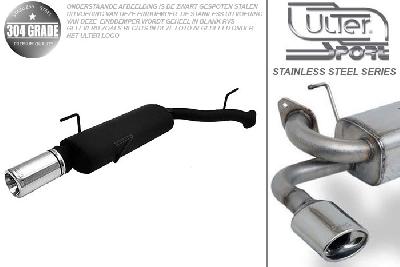 Ulter Sport, Einddemper, Geheel RVS, Enkel Rond 100mm, Opel, VECTRA-B, 1.6 16V 74kW, 1.8 16V 85kW, 2.0 16V 100kW, 09/95-09/99, Hatchback.   Sedan, Pasklaar, Past op originele middendemper/katalysator