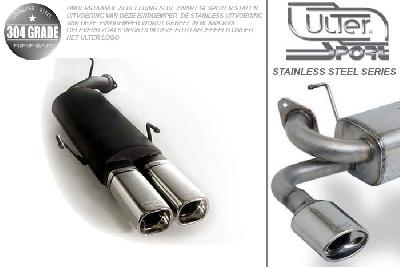 Ulter Sport, Einddemper, Geheel RVS, Dubbel Rechthoek 80x65mm, Opel, VECTRA-B, 1.6 16V 74kW, 1.8 16V 85kW, 2.0 16V 100kW, 09/95-09/99, Hatchback.   Sedan, Pasklaar, Past op originele middendemper/katalysator