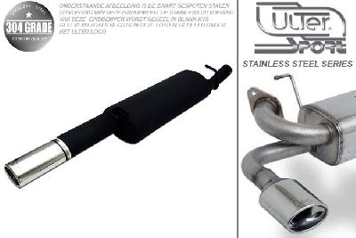 Ulter Sport, Einddemper, Geheel RVS, Enkel Ovaal 95x65mm, Opel, VECTRA-A, 1.4 55kW, 1.6 52/55/60kW, 1.8 66kW, 1.8GT 66kW, 2.0 85kW, 88-95  Sedan, Pasklaar, Past op originele middendemper/katalysator