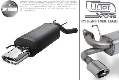 Ulter Sport, Einddemper, Geheel RVS, Enkel plat ovaal 145x75mm, Opel, OPEL OMEGA-B, 2.0 85/100kW, 94-, SEDAN, Pasklaar, Past op originele middendemper/katalysator