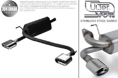 Ulter Sport, Einddemper L+R, Geheel RVS, Enkel plat ovaal 145x75mm, Opel, ASTRA-H, 1.4i 66kW, 1.6i 77kW, 1.8i 92kW, 2003-  COMBI, Pasklaar, Past op originele middendemper/katalysator