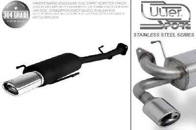 Ulter Sport, Einddemper, Geheel RVS, Enkel Ovaal 95x65mm, Opel, ASTRA-G, 1.4 16V 66kW, 1.6 16V 74kW, 1.8 8V 55/62kW, 1.8 16V 85/92kW, 2.0 16V 100kW, 98- 03   Hatchback, Pasklaar, Past op originele middendemper/katalysator