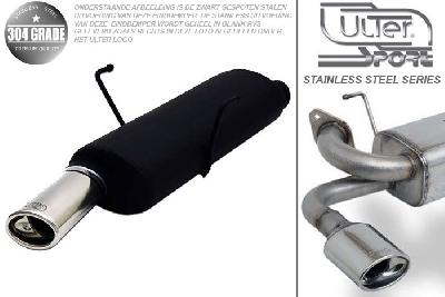 Ulter Sport, Einddemper, Geheel RVS, Enkel Ovaal 95x65mm, Peugeot, 106, 1.0 33kW, 1.1 40kW, 1.4 55kW, 1.6 66kW, 09/91-04/96, Pasklaar, Past op originele middendemper/katalysator