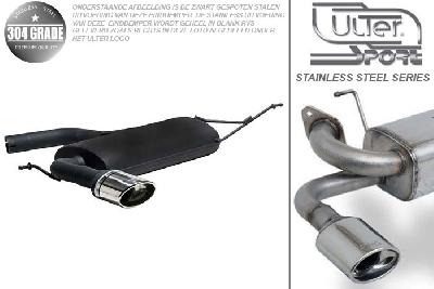 Ulter Sport, Einddemper, Geheel RVS, Enkel Ovaal 120x80mm, Seat, LEON. LEON FR, 1.4 64kW, 1.6 75kW, 2.0 FSI 110kW, 1.9 TDI  77kW, 2.0 TDI 100/103/125kW, 2005-, Pasklaar, Past op originele middendemper/katalysator