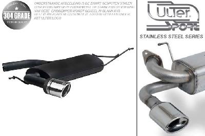 Ulter Sport, Einddemper, Geheel RVS, Enkel Rond 90mm, Seat, LEON. LEON FR, 1.4 64kW, 1.6 75kW, 2.0 FSI 110kW, 1.9 TDI  77kW, 2.0 TDI 100/103/125kW, 2005-, Pasklaar, Past op originele middendemper/katalysator