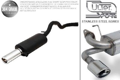 Ulter Sport, Einddemper, Geheel RVS, Enkel Ovaal 95x65mm, Seat, IBIZA, 1.0 37kW, 1.4 16V 55kW, 00-02, Pasklaar, Past op originele middendemper/katalysator