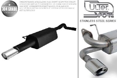 Ulter Sport, Einddemper, Geheel RVS, Enkel Ovaal 120x80mm, Skoda, OCTAVIA, 1.4 44/55kW, 1.6 55/74kW, 1.8 92kW, 2.0 85kW,, 10/96-05, HATCHBACK. COMBI, Pasklaar, Past op originele middendemper/katalysator
