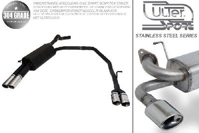 Ulter Sport, Einddemper L+R, Geheel RVS, Dubbel Rond 70mm, Skoda, OCTAVIA, 1.4 44/55kW, 1.6 55/74kW, 1.8 92kW, 2.0 85kW,, 10/96-05, HATCHBACK. COMBI, Pasklaar, Past op originele middendemper/katalysator