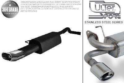 Ulter Sport, Einddemper, Geheel RVS, Enkel plat ovaal 145x75mmDTM, Skoda, OCTAVIA, 1.8T 110kW, 1.9 Tdi 66/74/81/96kW, 1.9 Sdi 50kW, 10/96-05, HATCHBACK. COMBI, Pasklaar, Past op originele middendemper/katalysator