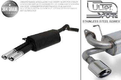 Ulter Sport, Einddemper, Geheel RVS, Dubbel Ovaal 95x65mm, Skoda, OCTAVIA, 1.8T 110kW, 1.9 Tdi 66/74/81/96kW, 1.9 Sdi 50kW, 10/96-05, HATCHBACK. COMBI, Pasklaar, Past op originele middendemper/katalysator
