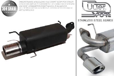 Ulter Sport, Einddemper, Geheel RVS, Enkel Ovaal 120x80mm, Suzuki, SWIFT, 1.3i 16V 68kW, 1.5i 16V 75kW, 2005-, Pasklaar, Past op originele middendemper/katalysator