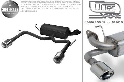 Ulter Sport, Einddemper L+R, Geheel RVS, Enkel Rond 100mm, Toyota, CELICA T23, 1.8 VVT-i 105kW, 1999-, Pasklaar, Past op originele middendemper/katalysator