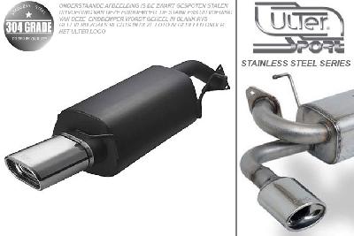 Ulter Sport, Einddemper, Geheel RVS, Enkel plat ovaal 145x75mm, Volvo, VOLVO, S40 / V40, 1.9 TD 75kW / 85kW, 01-, Pasklaar, Past op originele middendemper/katalysator