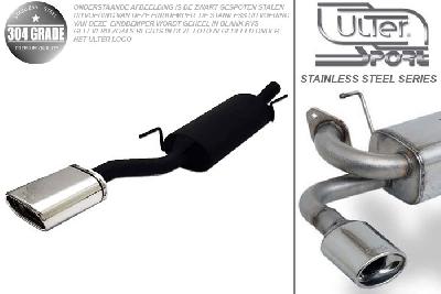 Ulter Sport, Einddemper, Geheel RVS, Enkel plat ovaal 145x75mm, VW, VENTO, 1.6 74kW, 1.8 66kW, 2.0 85kW, 1.9D 48kW z kat., 1.9TD 55kW, 11/91-04/98, Pasklaar, Past op originele middendemper/katalysator