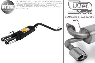 Ulter Sport, Einddemper, Geheel RVS, Dubbel Rond 80mm, VW, GOLF III, 1.4 44kW, 1.6 55kW, 1.8 55kW, 1.9D 48kW bez kat., 11/91-12/97, HATCHBACK, Pasklaar, Past op originele middendemper/katalysator