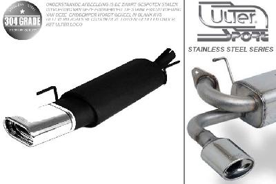 Ulter Sport, Einddemper, Geheel RVS, Enkel plat ovaal 145x75mm, VW, GOLF III, 1.6 74kW, 1.8 66kW, 2.0 85kW, 2.0 GTi 85kW, 1.9D 48kW z kat., 1.9SDi 47kW, 1.9TD 55kW, 1.9TDi 66kW, 93-97  HATCHBACK, Pasklaar, Past op originele middendemper/katalysator