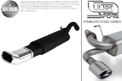 Ulter Sport, Einddemper, Geheel RVS, Enkel plat ovaal 145x75mmDTM, VW, GOLF II, 1.8 66/69kW, 1.8 GTi 82kW, 85-92, Pasklaar, Past op originele middendemper/katalysator
