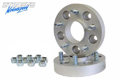 25mm Spoorverbreders, Ford, Fiesta IV (JAS/JBS), 08/1996-03/2002, Steek 4x108, Naafgat 63,4 mm, Prijs per set van 2 verbreders incl. wielmoeren