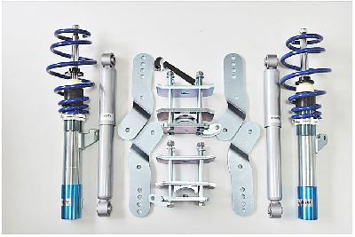 GF150211, Triple-S Schroefset, VW Caddy III 1.9TDi DSG/ 2.0TDi/DSG  veerpootdiameter 50/55 mm!! (excl.4-Motion) 2KA/2KB 03/2004-05/2015, 1200KG max vooraslast, Bij deze set zijn verkorte koppelstangen noodzakelijk, deze zijn los verkrijgbaar.