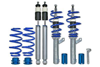 GF150275, Triple-S Schroefset, VW Passat Limo 1.4 TSI/ 1.8 TSI/ 2.0 TSI/ 1.6 TDI/ 2.0 TDI  (excl.Alltrack) veerpootdiameter 50/55 mm!! B7 / 362 08/2010-12/2014, 1105KG max vooraslast, Niet voor modellen met niveauregeling, Bij deze set zijn verkorte koppelstangen noodzakelijk, deze zijn los verkrijgbaar.